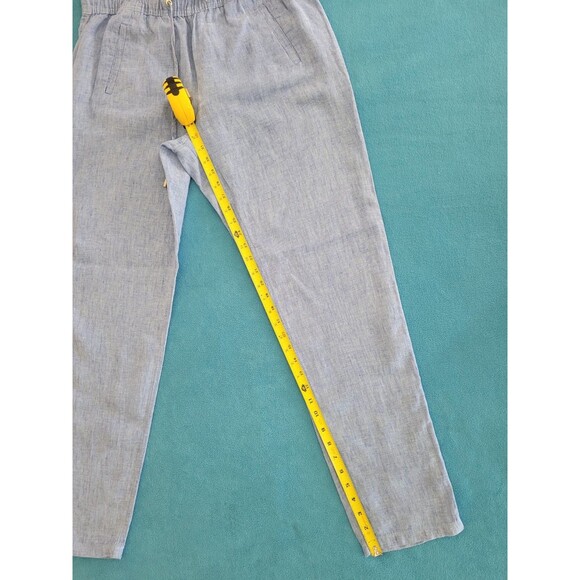 Lilly Pulitzer Taron Mid Rise Linen Pants Womens L Blue Drawstring Beach - Picture 3 of 11